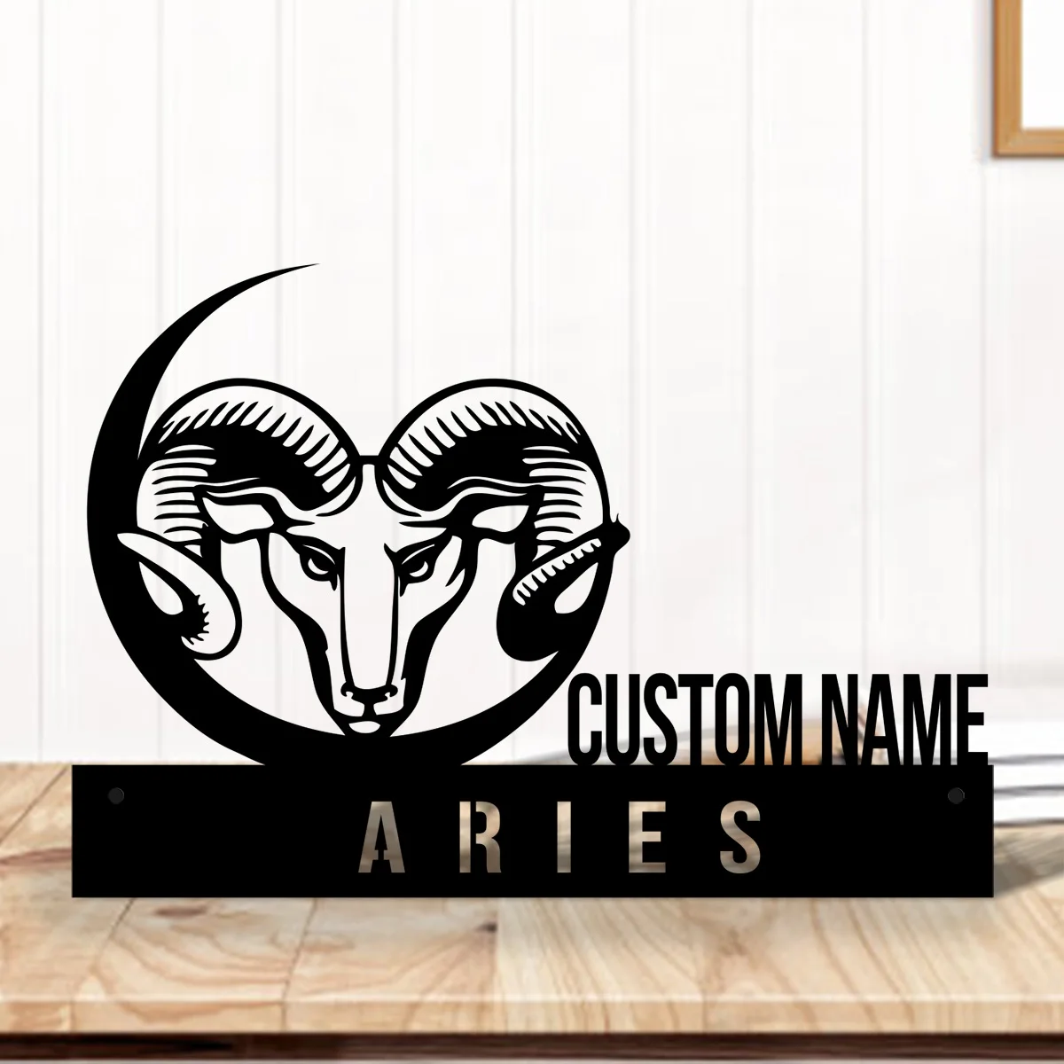 Custom Aries Desk Name Plate Wedge,Personalized Zodiac Horoscope Nameplate Office Sign Shelf Tabletop Company Astrology Plaque