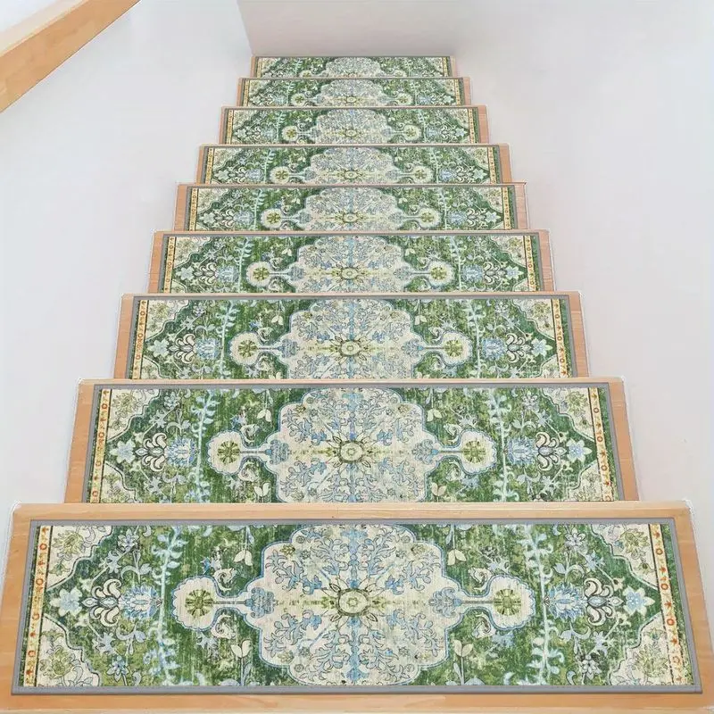VIKAMA Non Slip Stair Treads Vintage Stair Mat For Wooden Steps Anti Slip Carpet Runner Washable Soft Floor Covering Home Decor