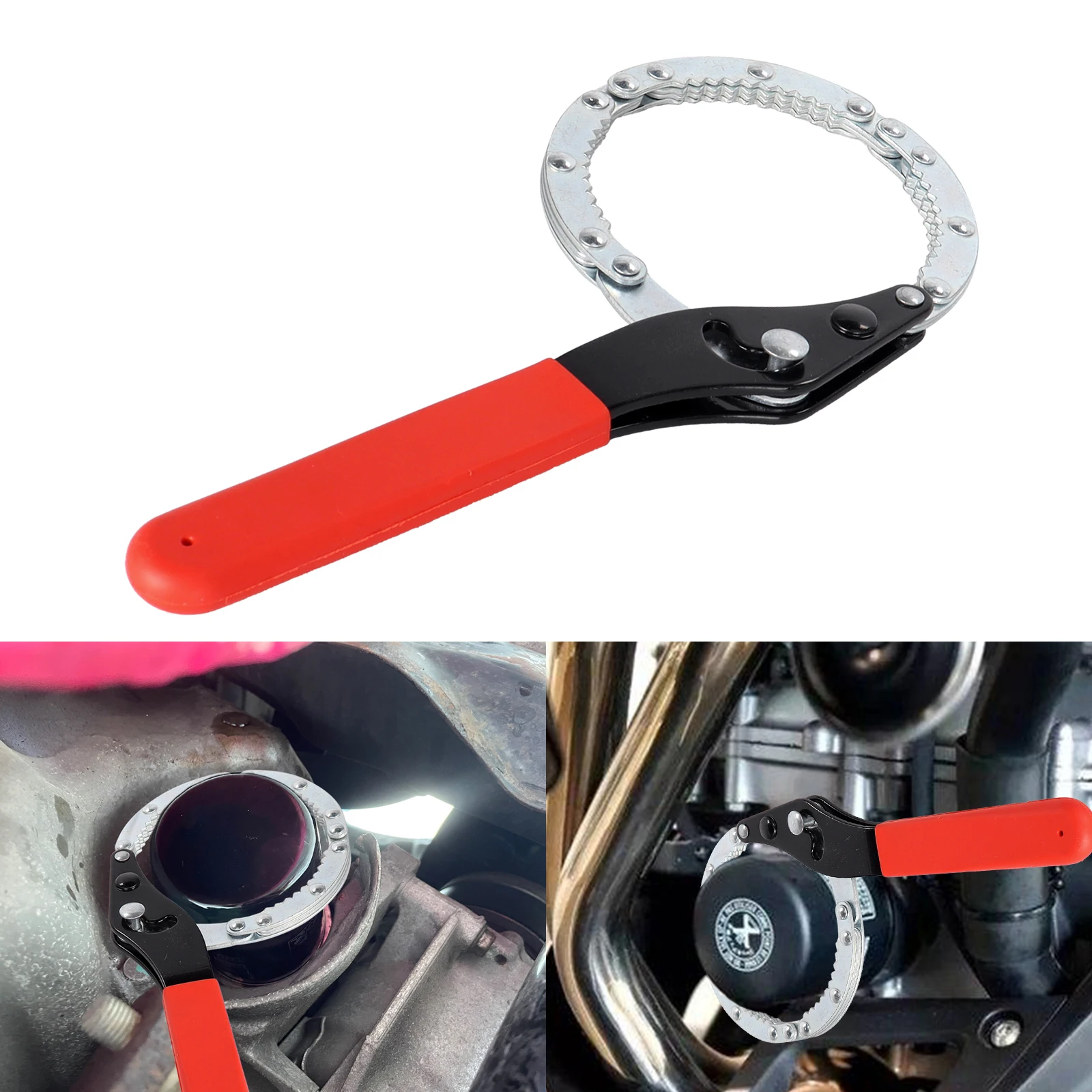 Motorcycle Oil Filter Wrench Adjustable Heavy-Duty Steel Construction for Motorbike Filter Removal Repair Tool Car Accessories