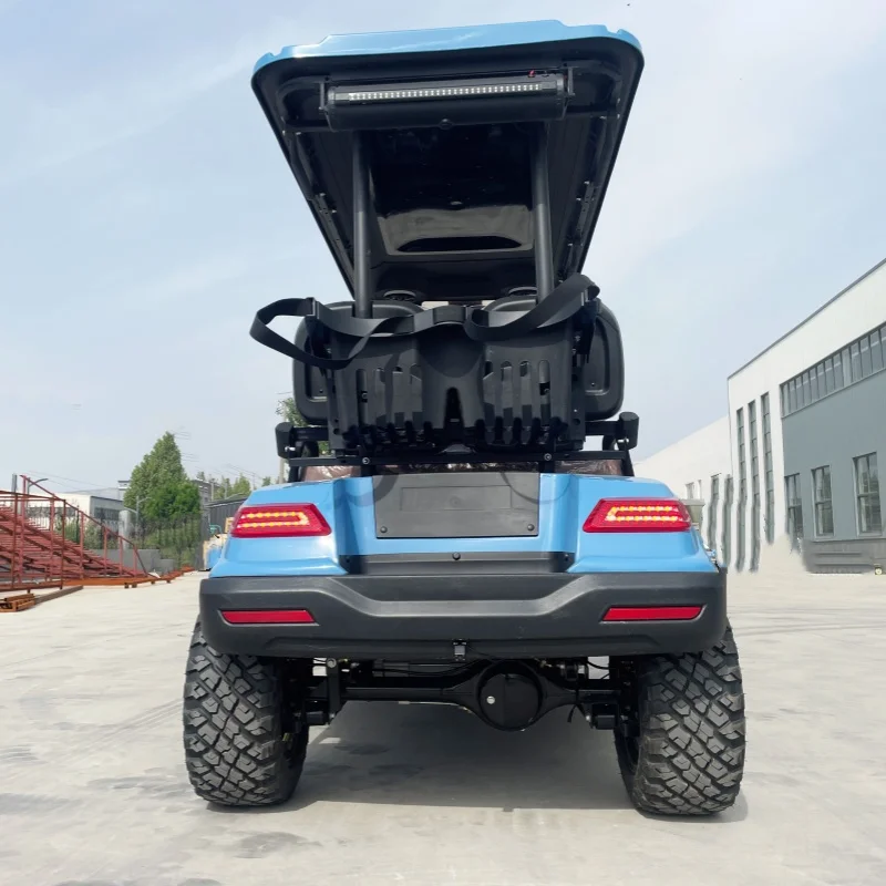 

China Factory Custom Lithium Battery Electric Golf Cart Sound Bar Front Bumper Front Basket 14-Inch Off-Road Tires Foot Pedal
