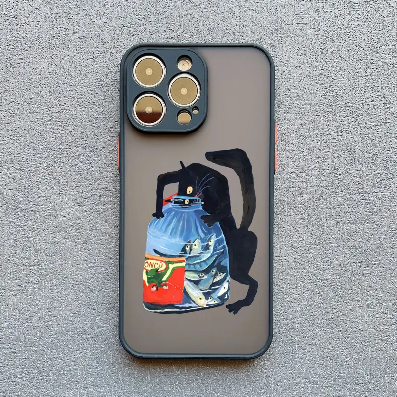 Dunkle lustige Cartoon-Katze, lustige Handyhülle für iPhone 16 14 13 12 11 15 17 Pro Max X XR XS 12 13 Mini 14 15 Plus Tierhüllen – Detail 3