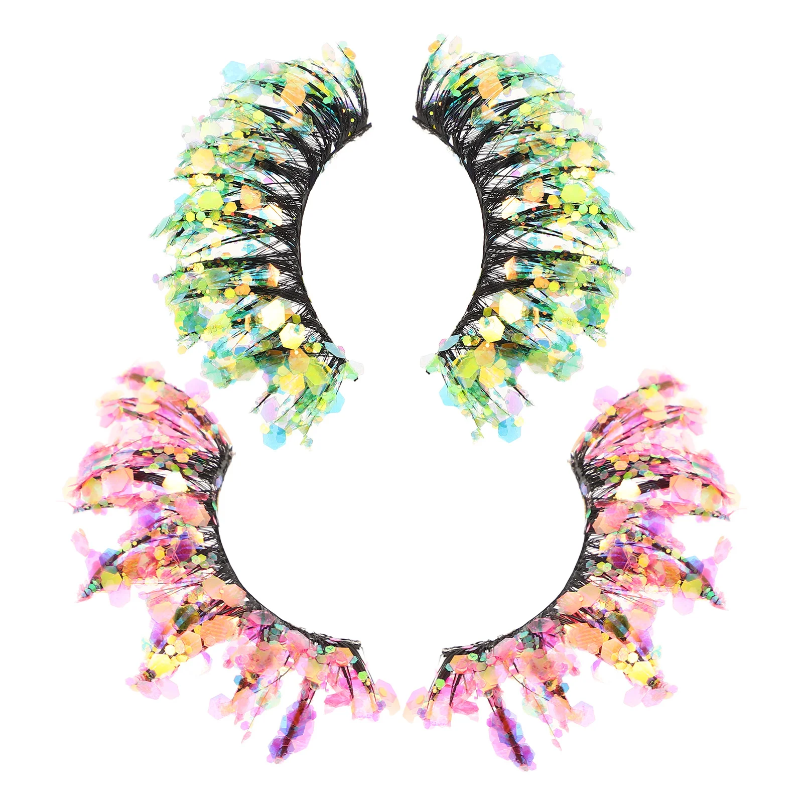 2 أزواج ثلاثية الأبعاد بريق الرموش الصناعية حجر الراين مزين رمش ملون مجموعة نمط طبيعي ولكن جريئة للمناسبات الخاصة