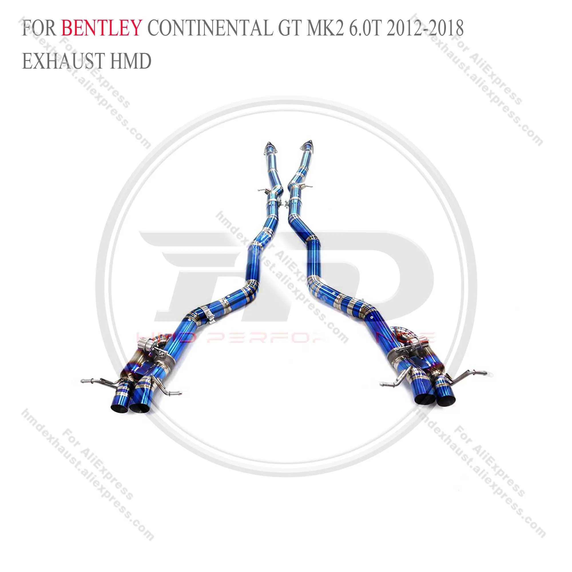 HMD Titanium Alloy Exhaust System is Suitable For Bentley Continental GT MK2 6.0T 2012-2018 with valve