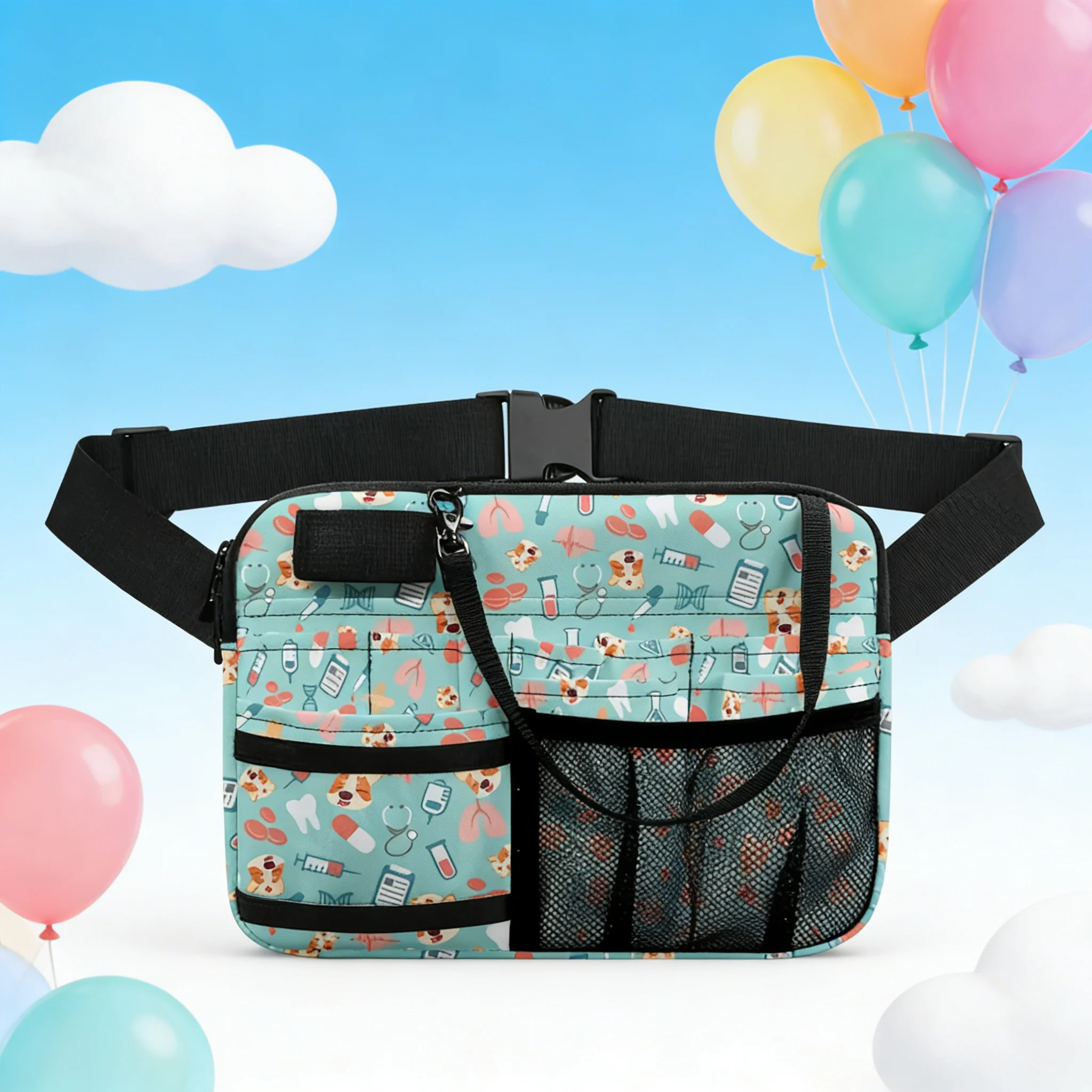 

Nurse Utility Belt Bag with Cute Cat Design, Medical Waist Fanny Pack for Work, Multi-Pocket Organizer for Medical Supplies