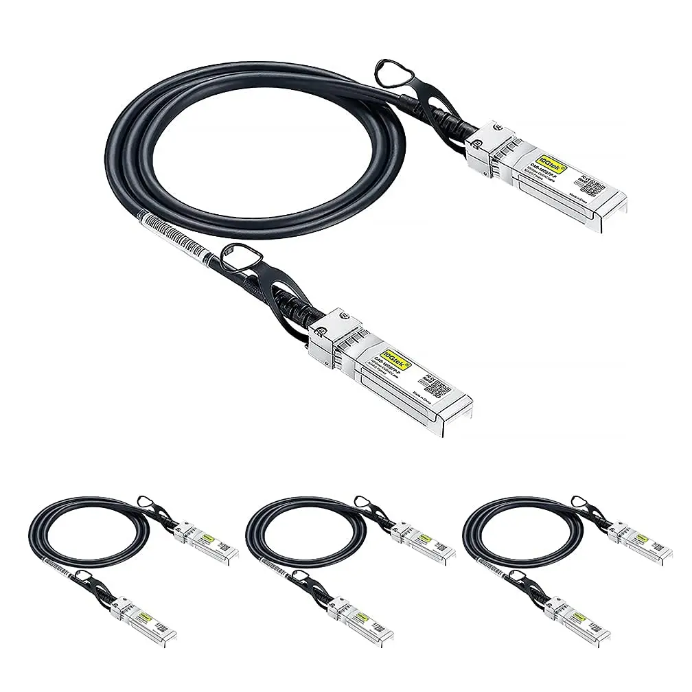 10G SFP+ DAC Twinax Cable Passive, 1m/3.3ft, 30AWG, for with Cisco SFP-H10GB-CU1M, Ubiquiti, Intel, Mikrotik and More. 4-Pack