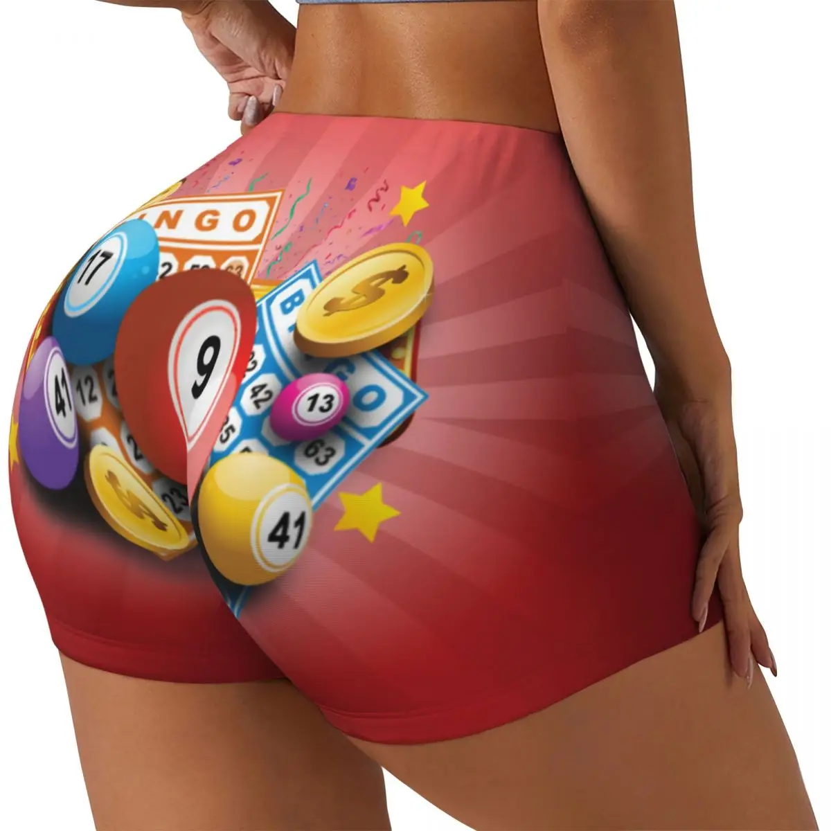 Custom Women Hot Game Bingo Workout Yoga Shorts Athletic Gym Running Volleyball Shorts