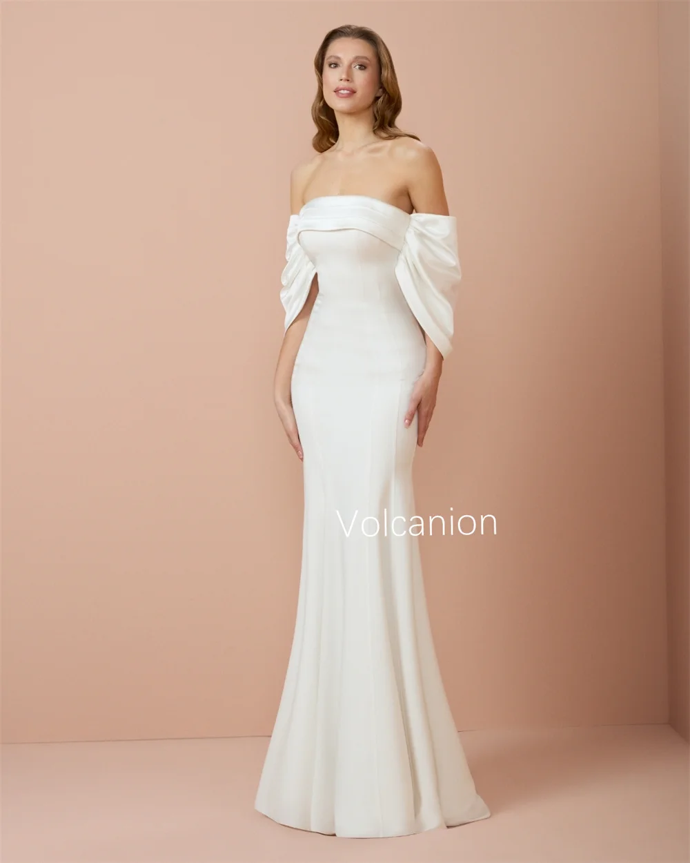 تخصيص جيرسي الطية حورية البحر خارج على الكتف فساتين طويلة مناسبة مخصصة بسيطة أنيقة ذات جودة عالية