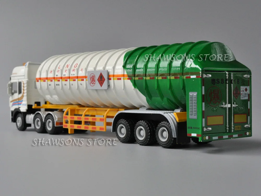 1:50 Scale Diecast Model Tanker Truck Toys Tractor With Gas Tank Semi-Trailer Miniature Replica