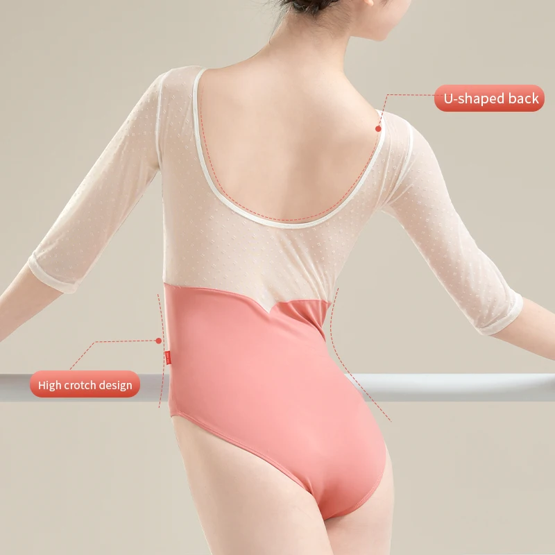 Justaucorps de Ballet en Maille à Demi-Manches pour Femme et Fille, Tenue de Patinage et brevsur Scène