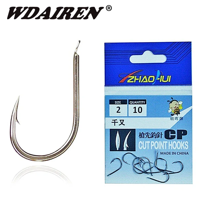 10 Pcs Fishing Hooks Set Carbon Steel Single Circle Fishhook Fly Fishing Jig Barbed Carp Hooks Sea Tackle Accessories