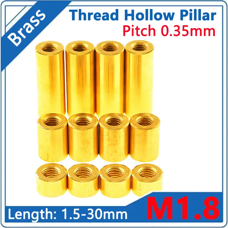 

2/4/8pcs M1.8 Length 1.5-30mm Round Brass Standoff Spacer Stud Spacing Screws Thumb Nuts Female Thread Double Pass Hollow Pillar