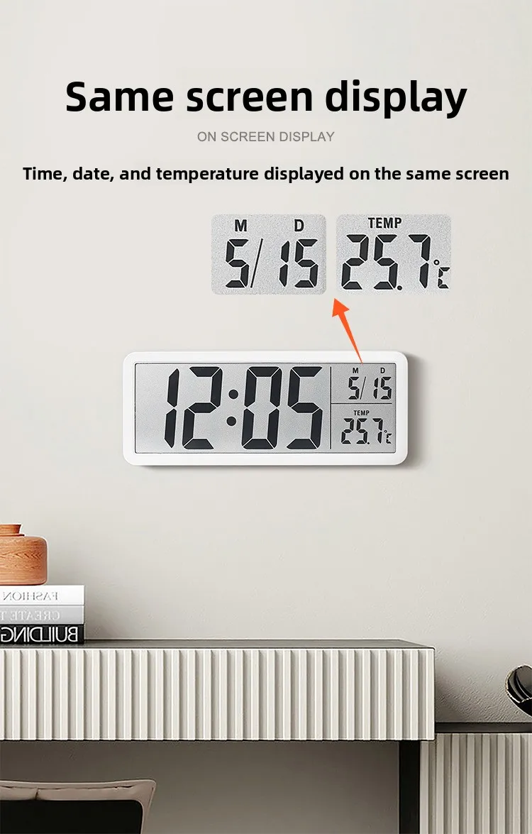 Creative LCD Multifunctional Wall Clock, Living Room Clock, , Large Screen, New Electronic Clock, (No Alarm Function)