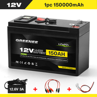 12V 150Ah Lithium LiFePO4 Deep Cycle Battery, 4000+ Cycles Rechargeable Battery for Solar/Wind Power,Small UPS,Lighting,and More