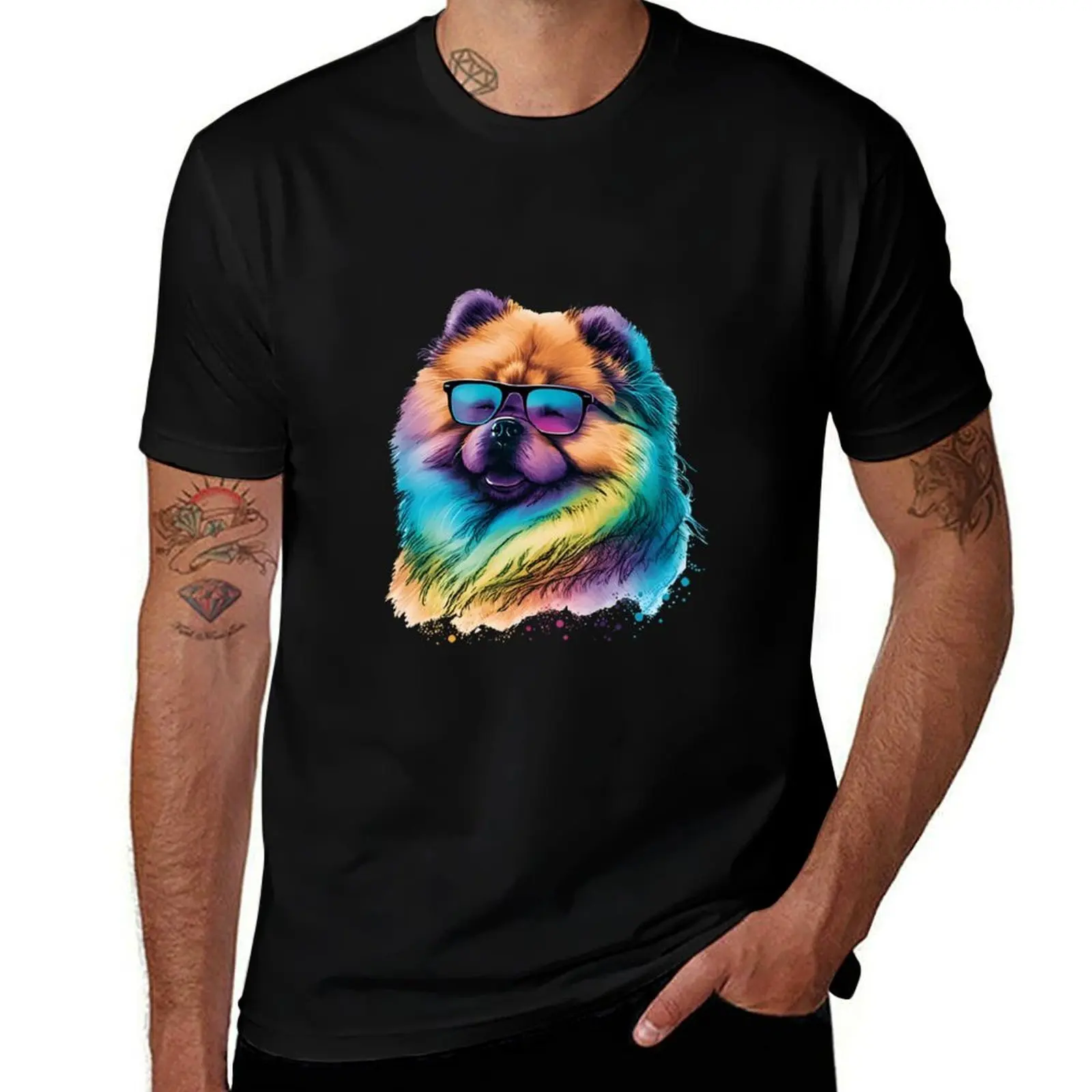 

Colorful Kawaii Dog Chow Chow Wearing Sunglasses T-Shirt oversized graphic tee oversized custom t shirt t shirts for men pack