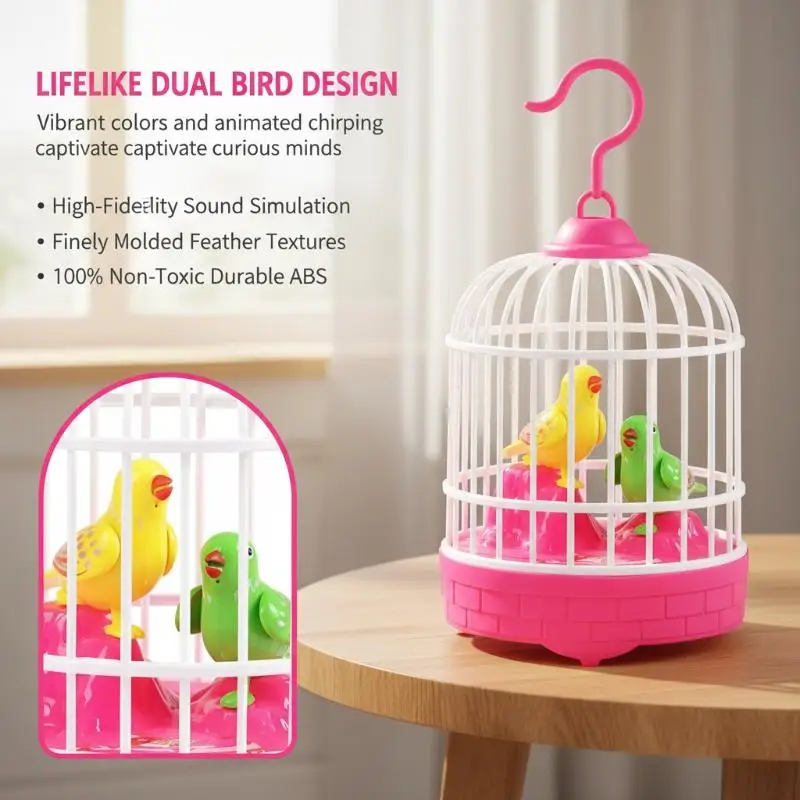 Children's Bird Cage Toys Electric Talking Birds Move Sing Luminous Puzzle Musical Performance Accompany Plastic Toy