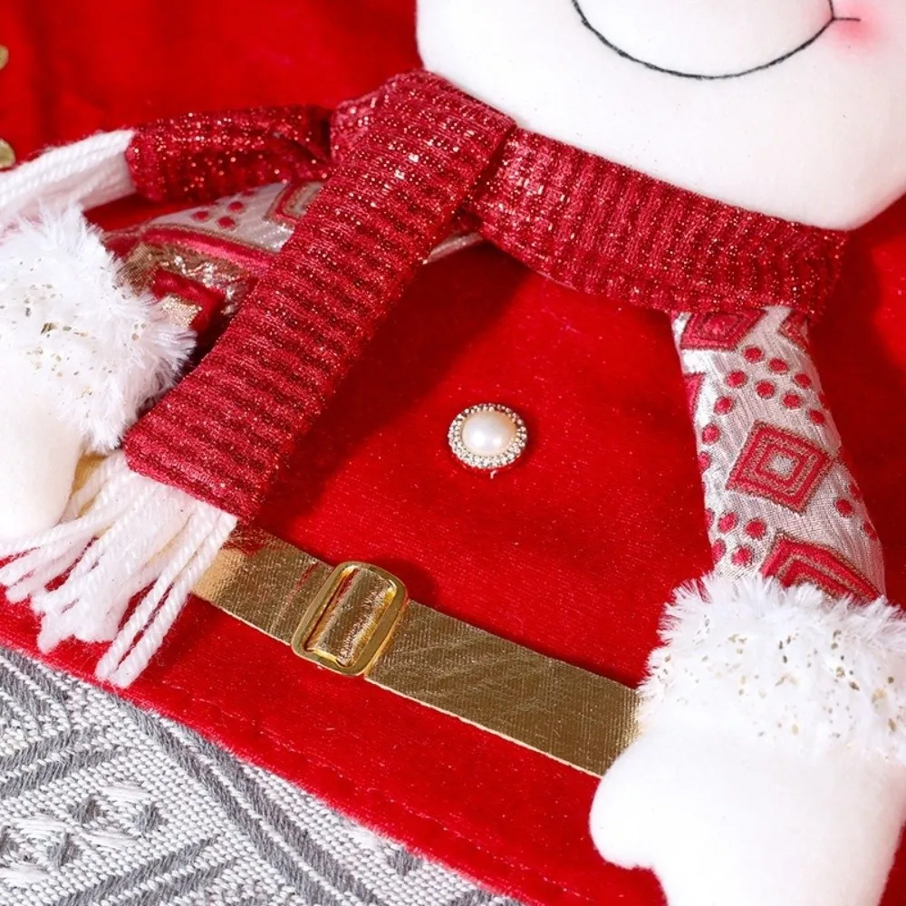 Penutup Kursi Natal Kartun Lucu Penutup Kursi Makan Malam Natal Dapat Dilepas Lembut Pelindung Kursi Manusia Salju Dekoratif Meriah