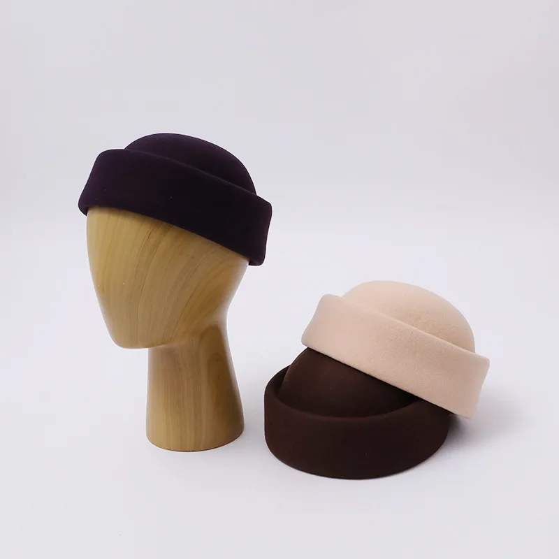 New Wool Hats Solid Color Pillbox Hat Beret Hat Winter Hats for Women Men Felt Hat Wedding Formal Church Tea Party Cocktail Hat