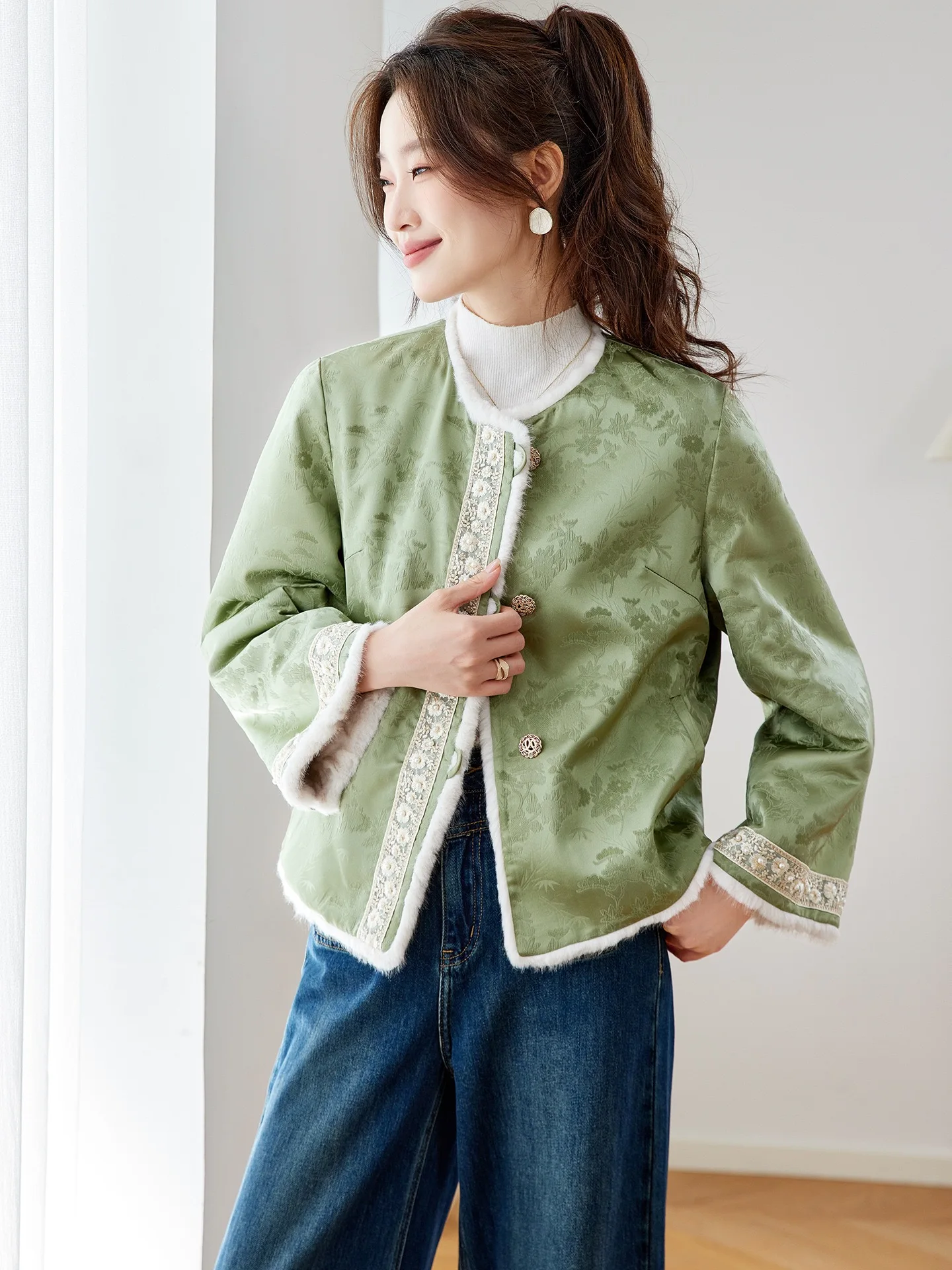 

Furry Winter Traditional Clothing Chinese Outside Overcoat