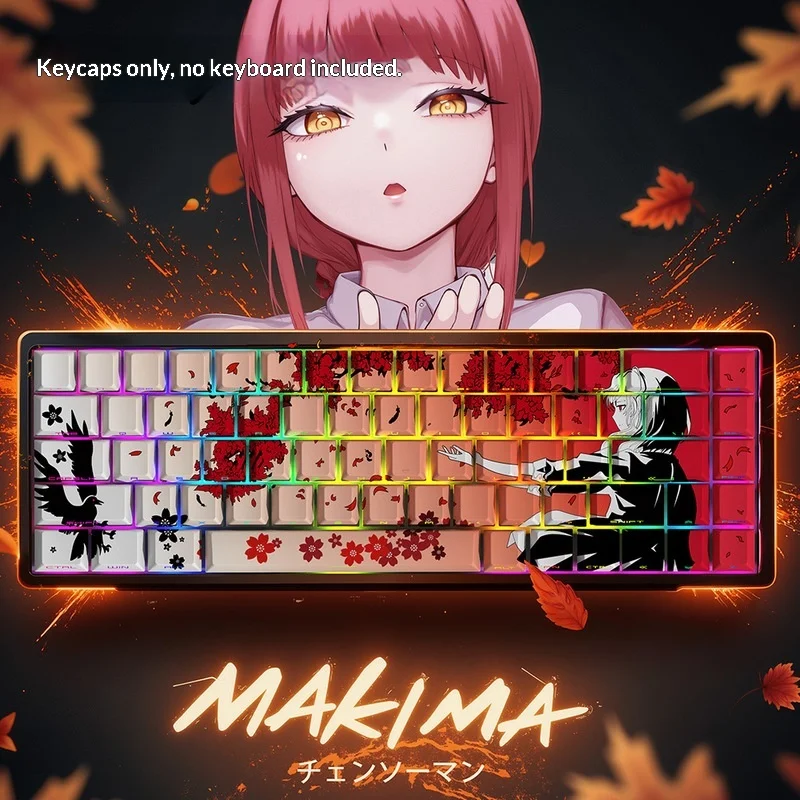 Sakura-Tastenkappen für mechanische Tastatur, Kirschprofil, seitlich bedruckt, durchscheinend, PBT-Tastenkappen, Anime, kompatibel mit 104, 108-Layouts
