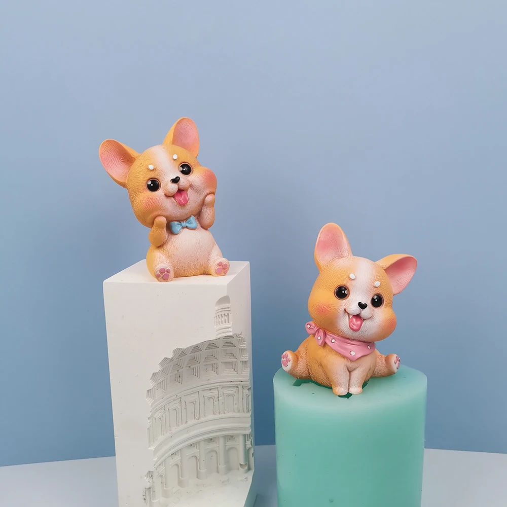 

PRZY Animal Boy Girl Dog Candle Mold 3D Cute Couple Puppy Mould Silicone Wedding Birthday Soap Molds Clay Resin Moulds