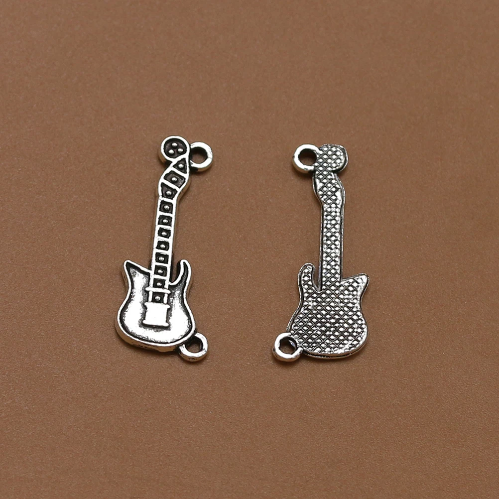 

20 PCS Guitar Pendant Durable Jewelry Making Pendants DIY Charm Ancient Silver Fine Workmanship