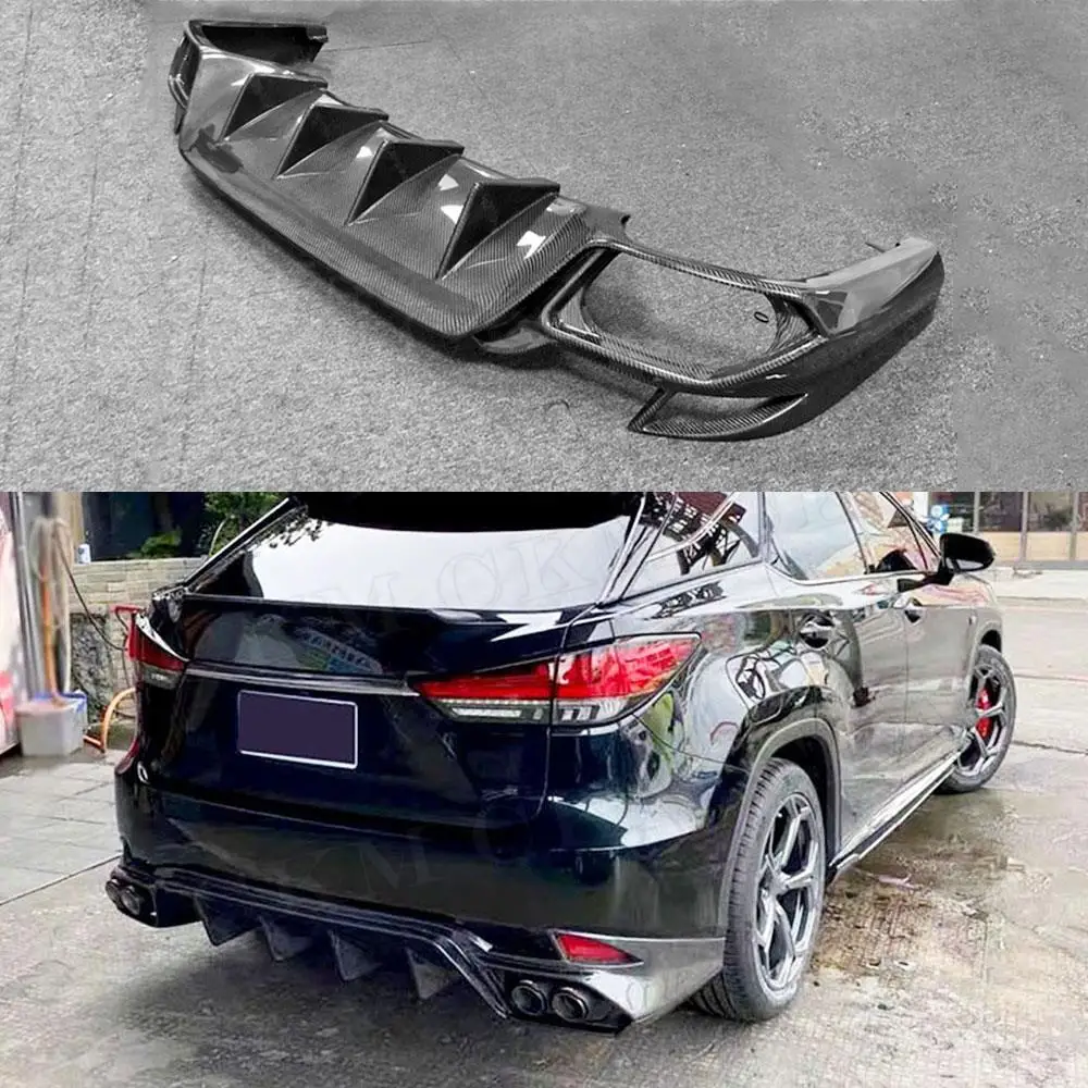 

CKMUUER Carbon Fiber Rear Bumper Lip Diffuser FRP Prime Extension Covers For Lexus RX300 RX450H 2020 UP Rear Bumper Diffuser