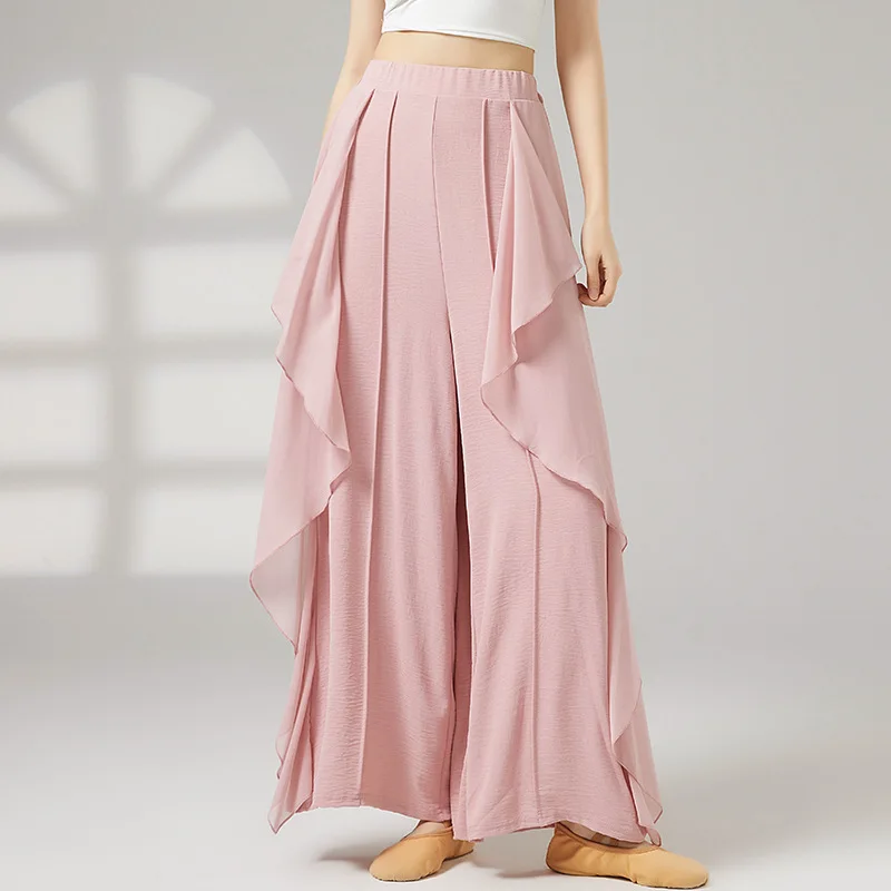 中国の民族舞踊古典舞踊キュロット女性ルーズワイドレッグパンツ菌類レース妖精ボディ韻ダンスウェアパンツ