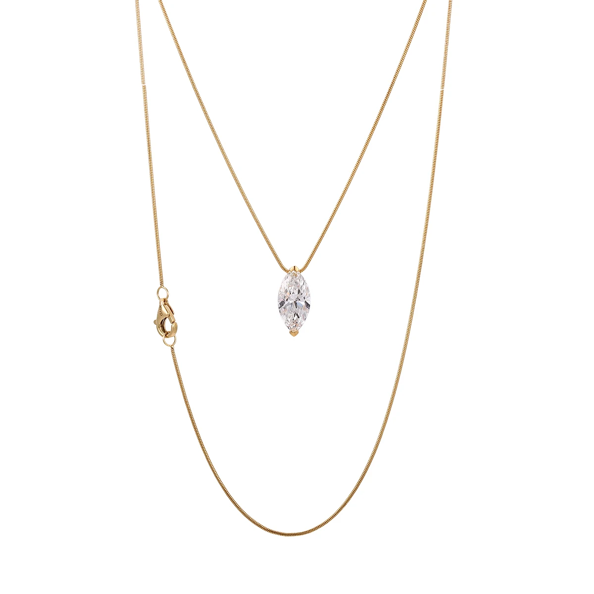 

Provence Jewelry Marquise shape Lab Diamond 18K Gold Necklace Solitaire Pendant Wedding Anniversary Gift for Women