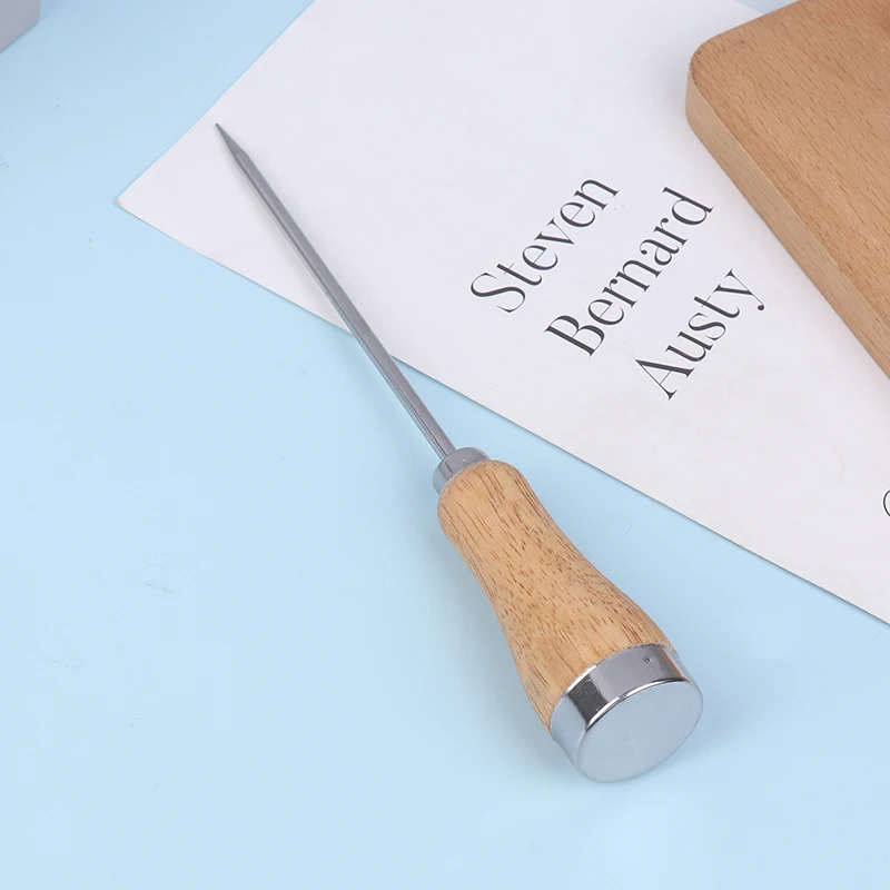 1pc Ice Pick Ice Wooden Handle Stainless Steel Ice Pick Punch Crusher Icing Breaker Kitchen Cocktail Stick Fruit Bar Wine Tools