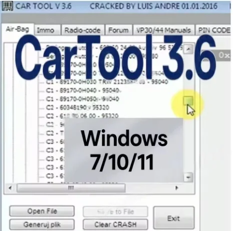 

CarTool 3.6 — программное обеспечение для ремонта автомобилей, сброса иммобилайзера и подушек безопасности, для Windows 7/10/11