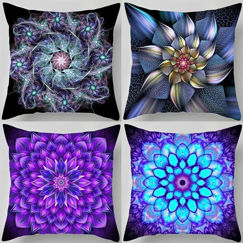 Futuristic Mandala Pattern Decorative Pillow Covers Pattern Cushion Cover Suitable For Sofa Bedroom Car Pillow Cover