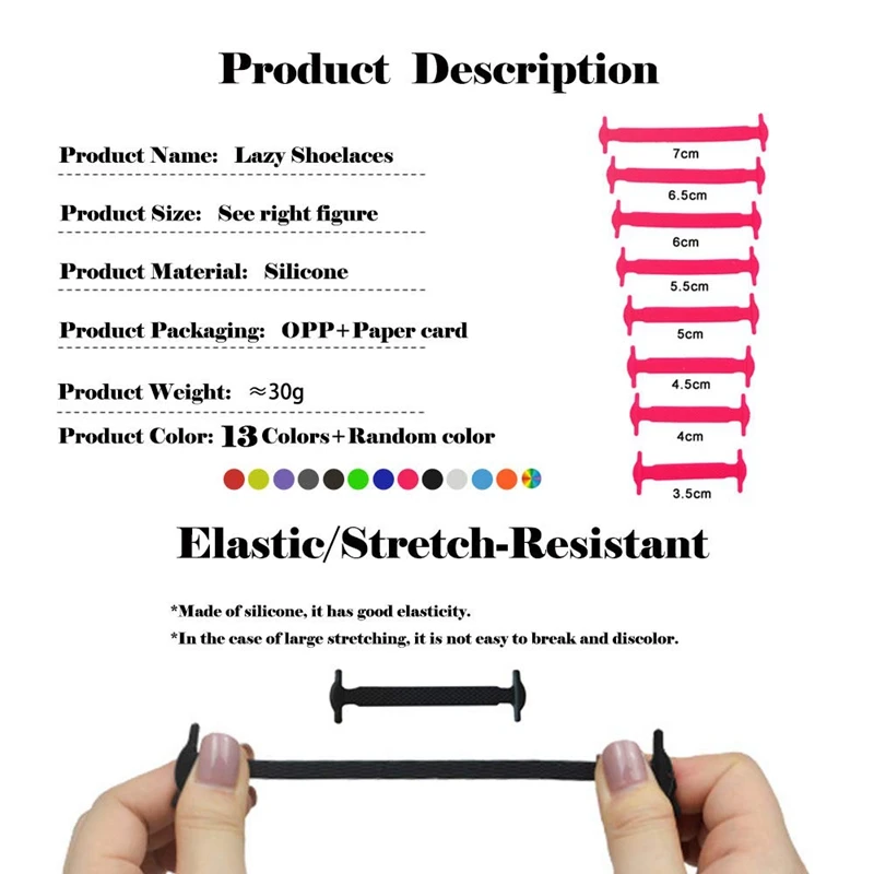 16 Pcs Silicone Shoe Laces Elastic No Tie Shoelaces For Sneakers Quick Put On and Take Off Safety Lazy Shoe Lace Accessories