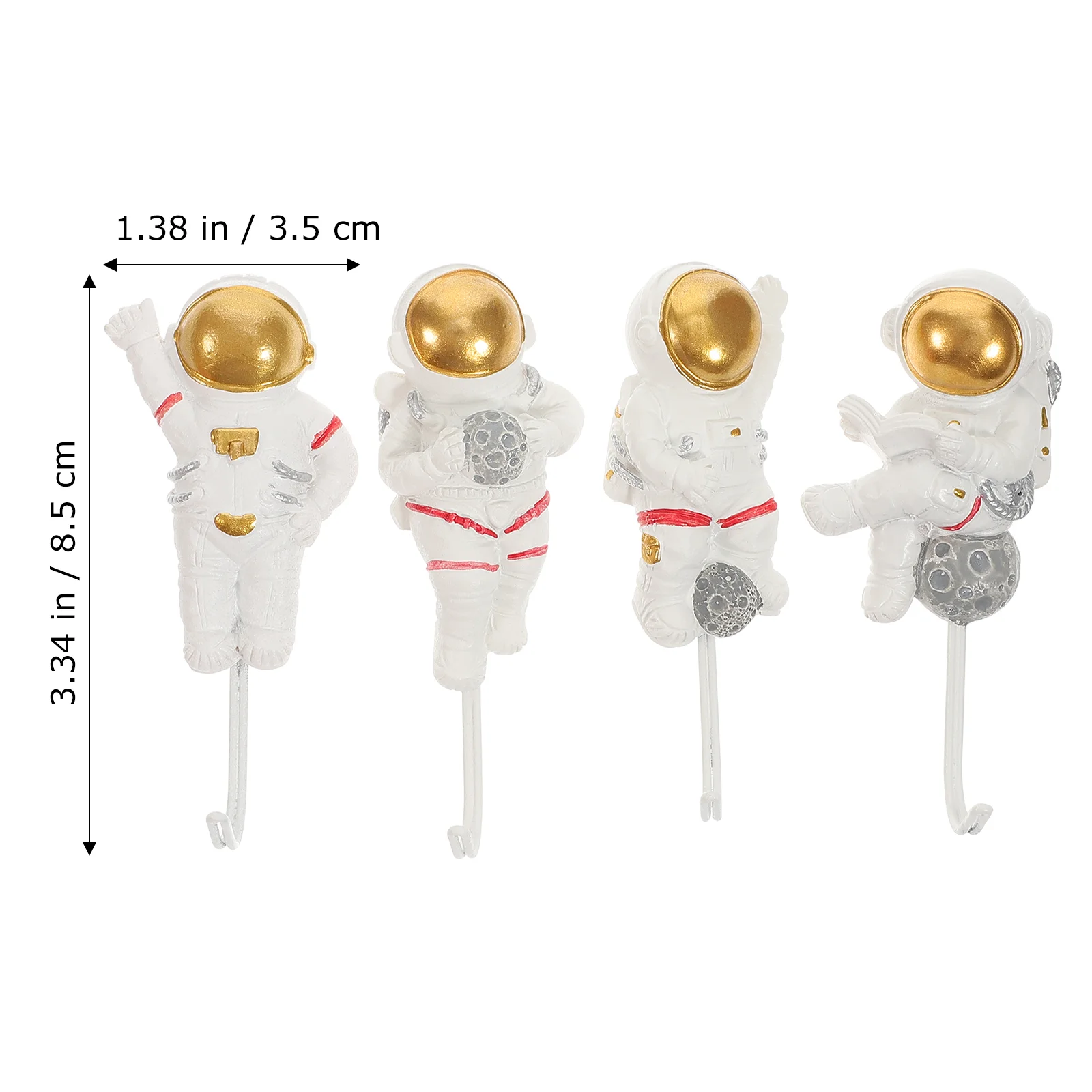 4 Pcs Astronaut Hook up Towel Rack Kids Wall Hooks Storage Resin Craft DIY Unique Door Back Child