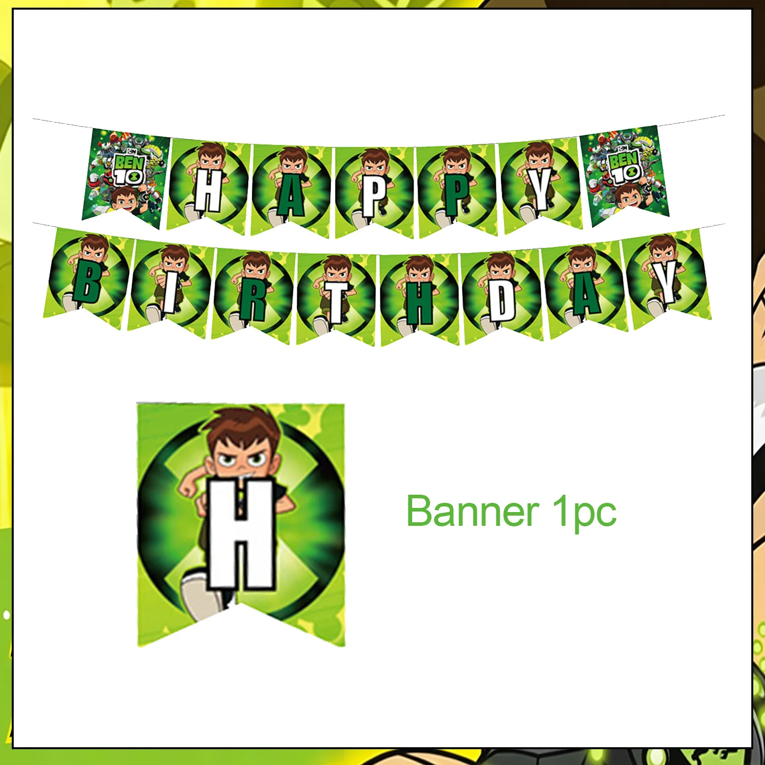 Cartoon Ben-10 Theme Backdrop Kids Birthday Party Decoration Cake Toppers Balloon Banner  Background Boys Favors Gifts Supplies view 4