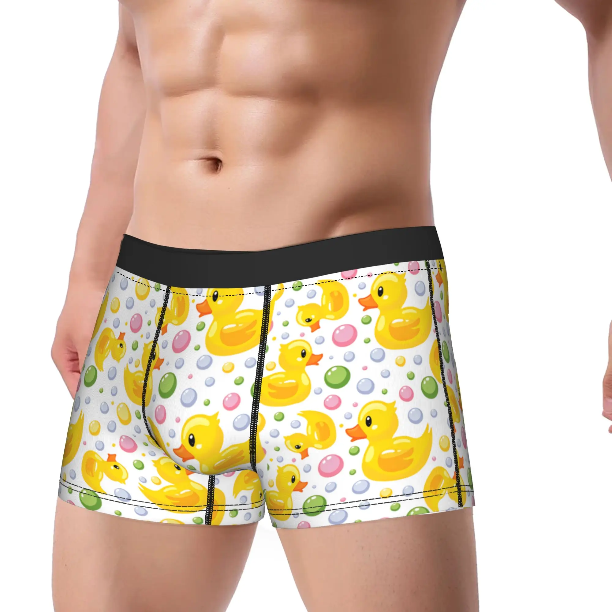 Rainbow Cartoon Rubber Duck Underwear  Men's Boxer Brief Comfortable Trunk High Quality Customs Large Size Panties