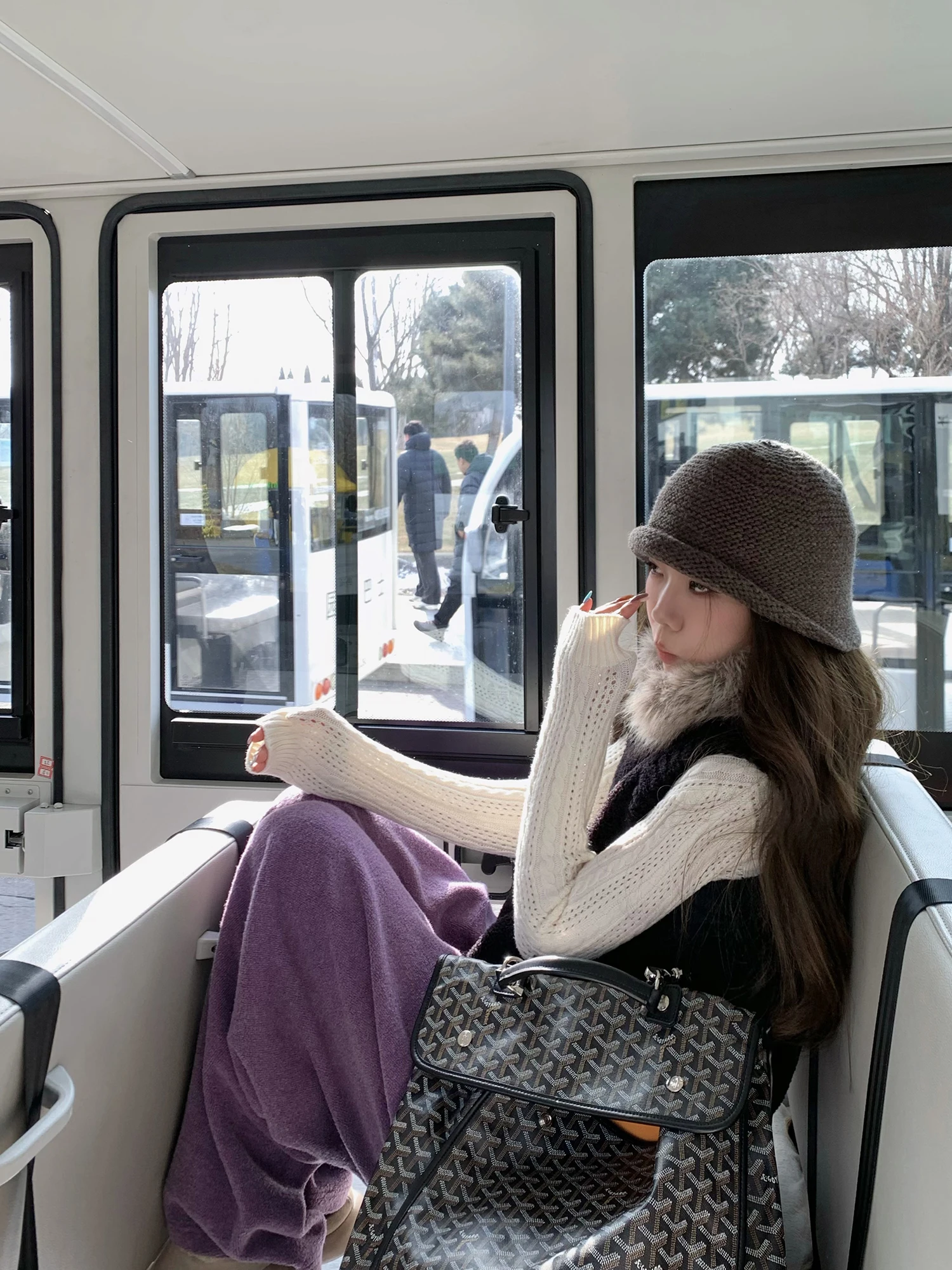 

Женские фиолетовые брюки Aeronline с широкими штанинами, имитирующие хлопок, повседневные, комфортные, свободного кроя, зимняя мода