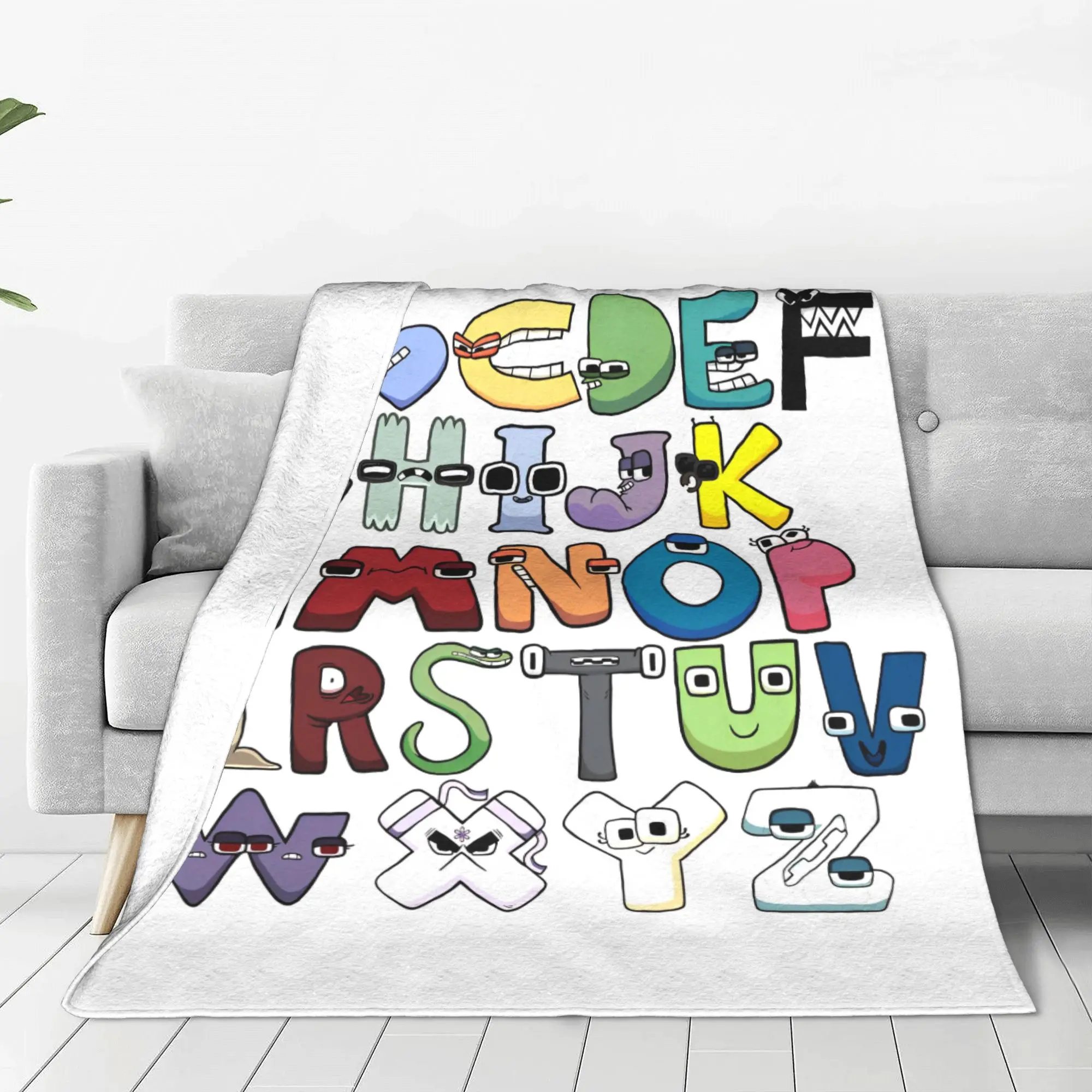 Alphabet Lore English Cartoon Plush Blankets Villain Letter ABC Novelty Throw Blanket for Home 125*100cm Quilt Warm