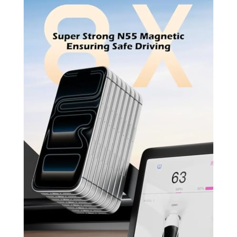 Tesla Model 3/Y Phone Mount, Magnetic Car Metal Holder with Strong Magnet Foldable and Extendable Hidden Design Tesla Screen St - view 6