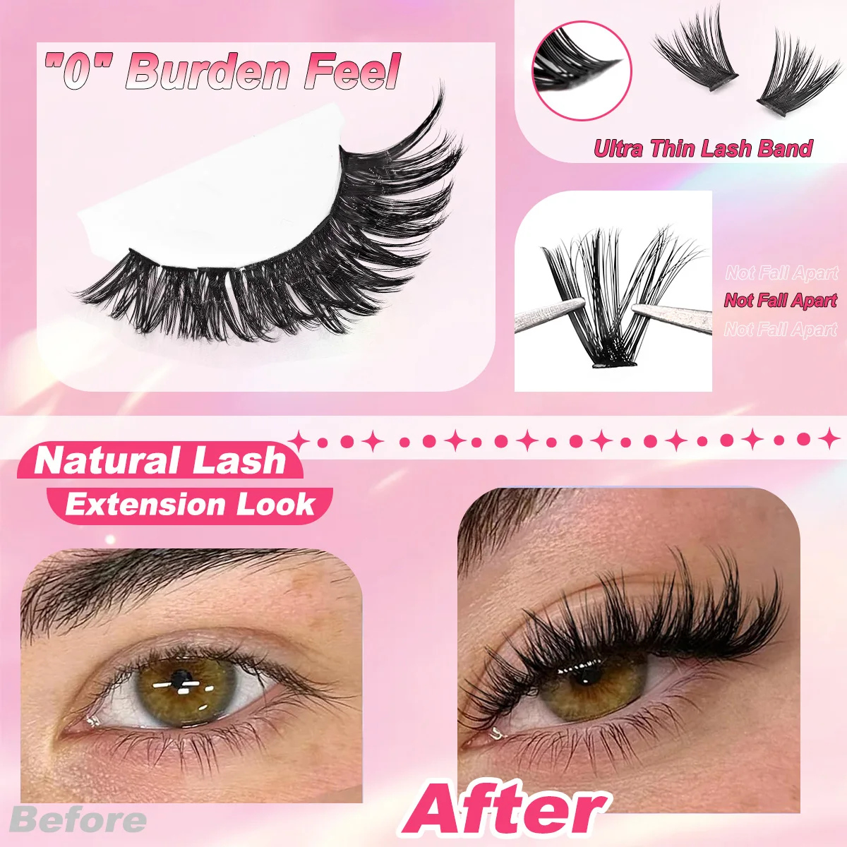 مجموعة مجموعات الرموش مع غراء تثبيت قوي لتقوم بها بنفسك طقم تمديد الرموش لاش السندات وختم ملاقط رمش قابلة لإعادة الاستخدام