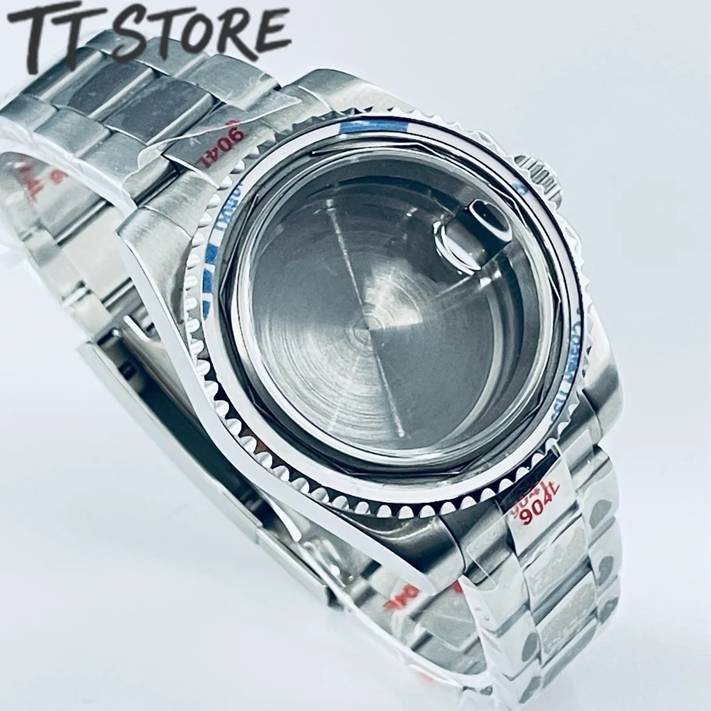 40mm Diver Watch Case Compatible With Models NH34 NH35 NH37 PT5000 VH31 Includes 904L Stainless Steel Bracelet for Watchmaking