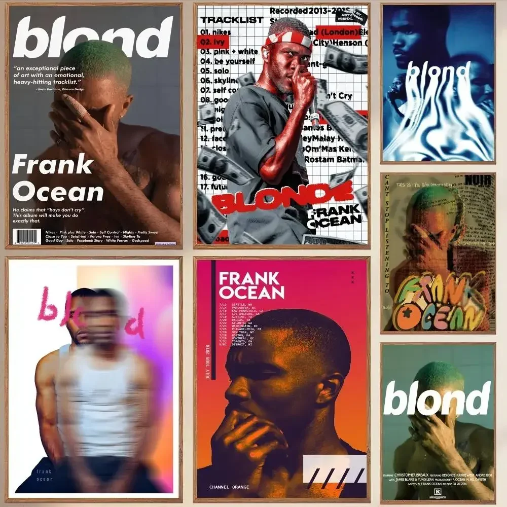 Blond F-Frank O-Ocean Singer Poster HD Art Sticky Wall Waterproof Home Living Room Bedroom Bar Aesthetic Decoration