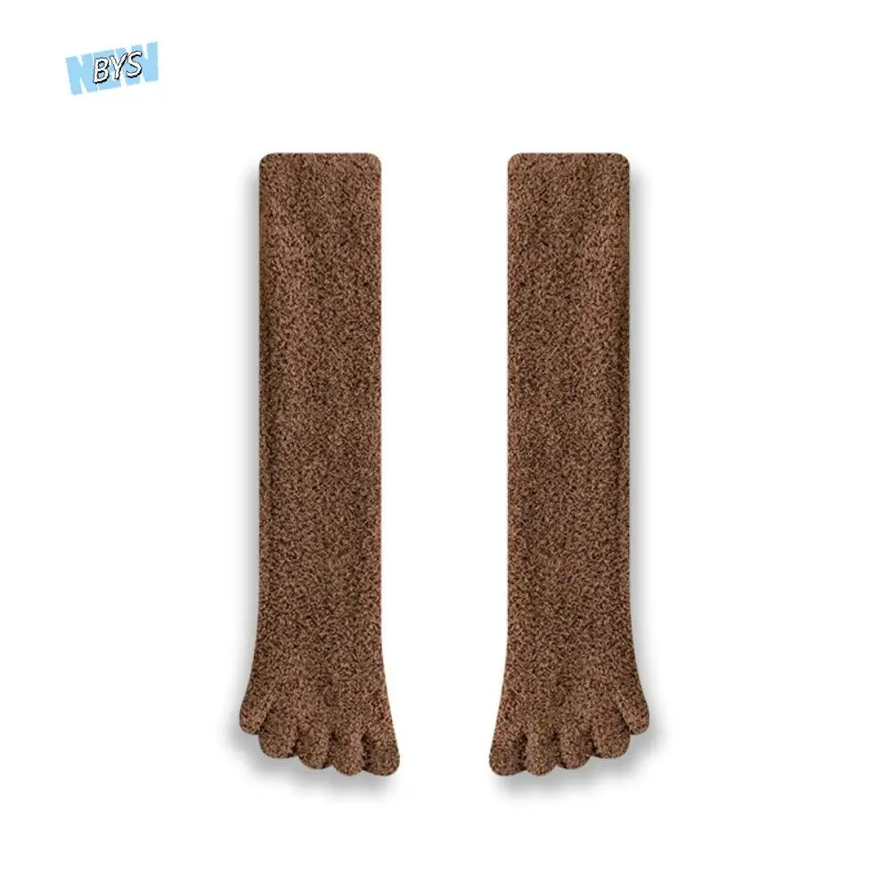 

Coral Fleece Five Finger Stockings Solid Color Thicken Warm Split Toe Stockings Separate Toe JK Floor Plush Long Socks