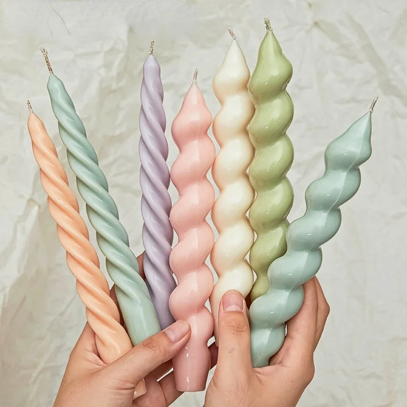 wholesale 2pcs Spiral Candle Decorative Candles Taper Candles Home Decor Wedding Decoration colored candles Candlestick candle