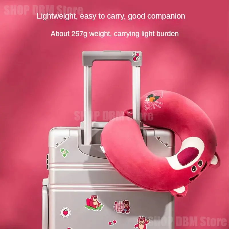 

Disney Lotso U-shaped Travel Pillow Car Air Flight Office Inflatable Neck Pillow Short Plush Cover Headrest Soft Nursing Cushion