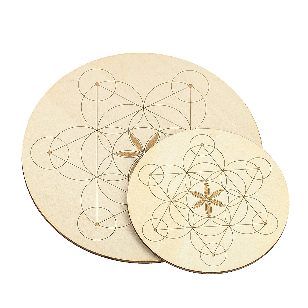 

10/15cm Laser Metatron Star Of David Hexagram Stars Round Wood Coasters Plank Yoga Chakra Energy Tarot Wiccan Props Board