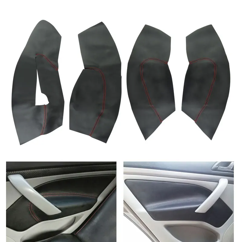 Microfiber Leather Car Interior Door Armrest Panel Protective Cover For Skoda Octavia 2007 2008 2009 2010 2011 2012 2013 2014