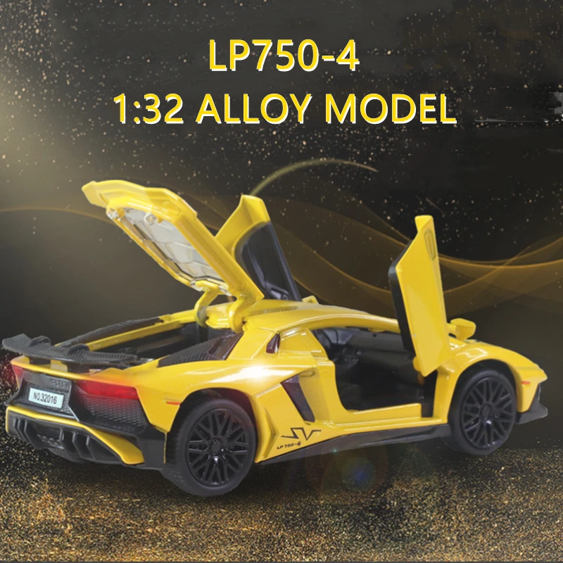 1:32 aventador LP750-4-スポーツ合金モデル,金属製の車モデル,トラック,モデル,ハイモデリング,子供のおもちゃ,ギフト