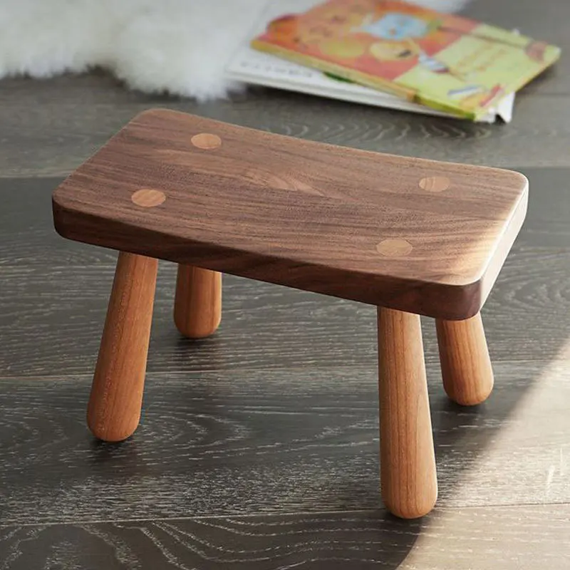 

Black Walnut Small Bench Simple Japanese Overall Style Children's Solid Wood Household Low Stool For Shoe Stool Dropshipping