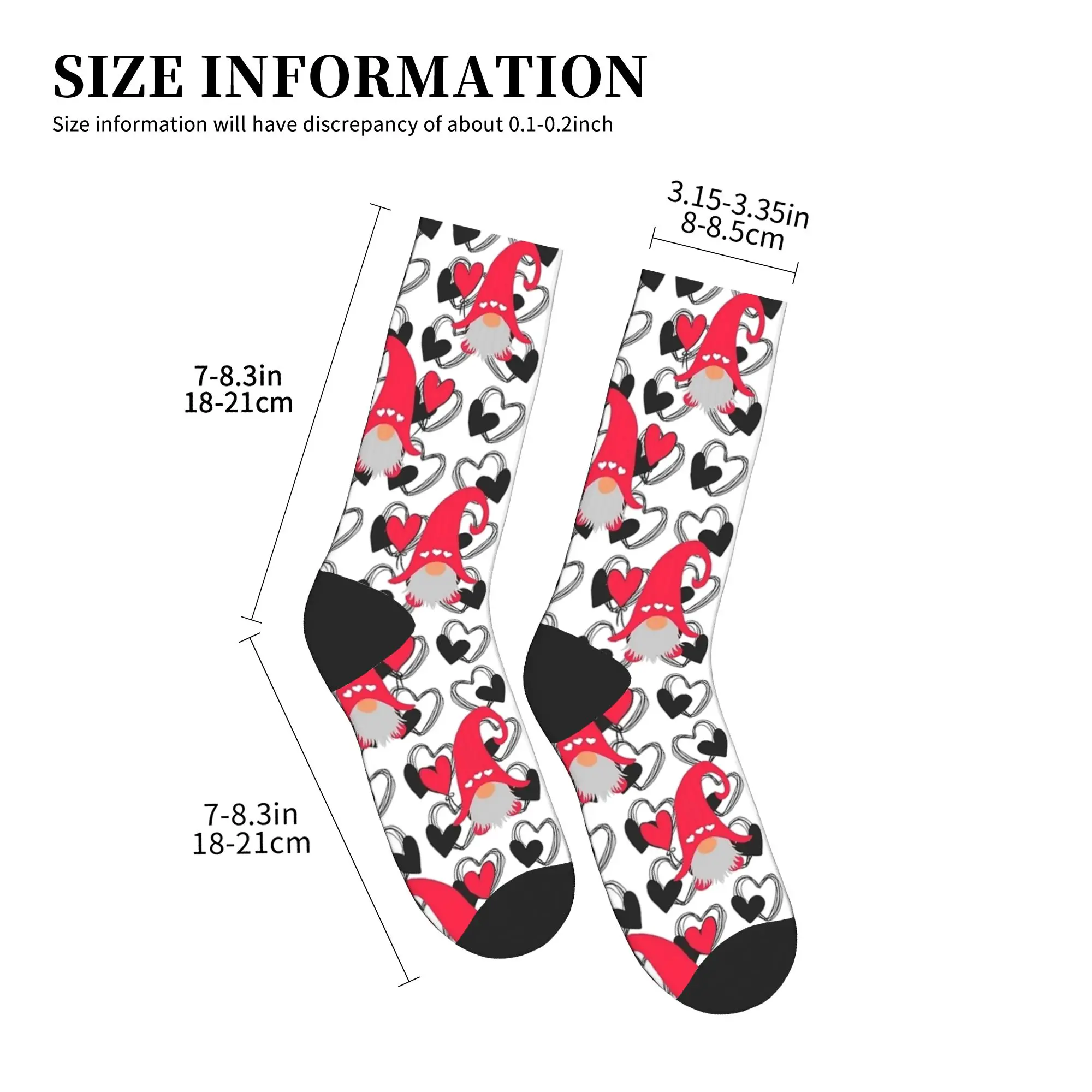 ถุงเท้าคริสต์มาสลายโนมส์พร้อมลายหัวใจวันวาเลนไทน์ ถุงเท้าผู้ชายใส่สบาย ถุงเท้าสำหรับฤดูใบไม้ร่วง ถุงเท้ากีฬาวิ่ง ถุงเท้ากันลื่นแบบสั่งทำ