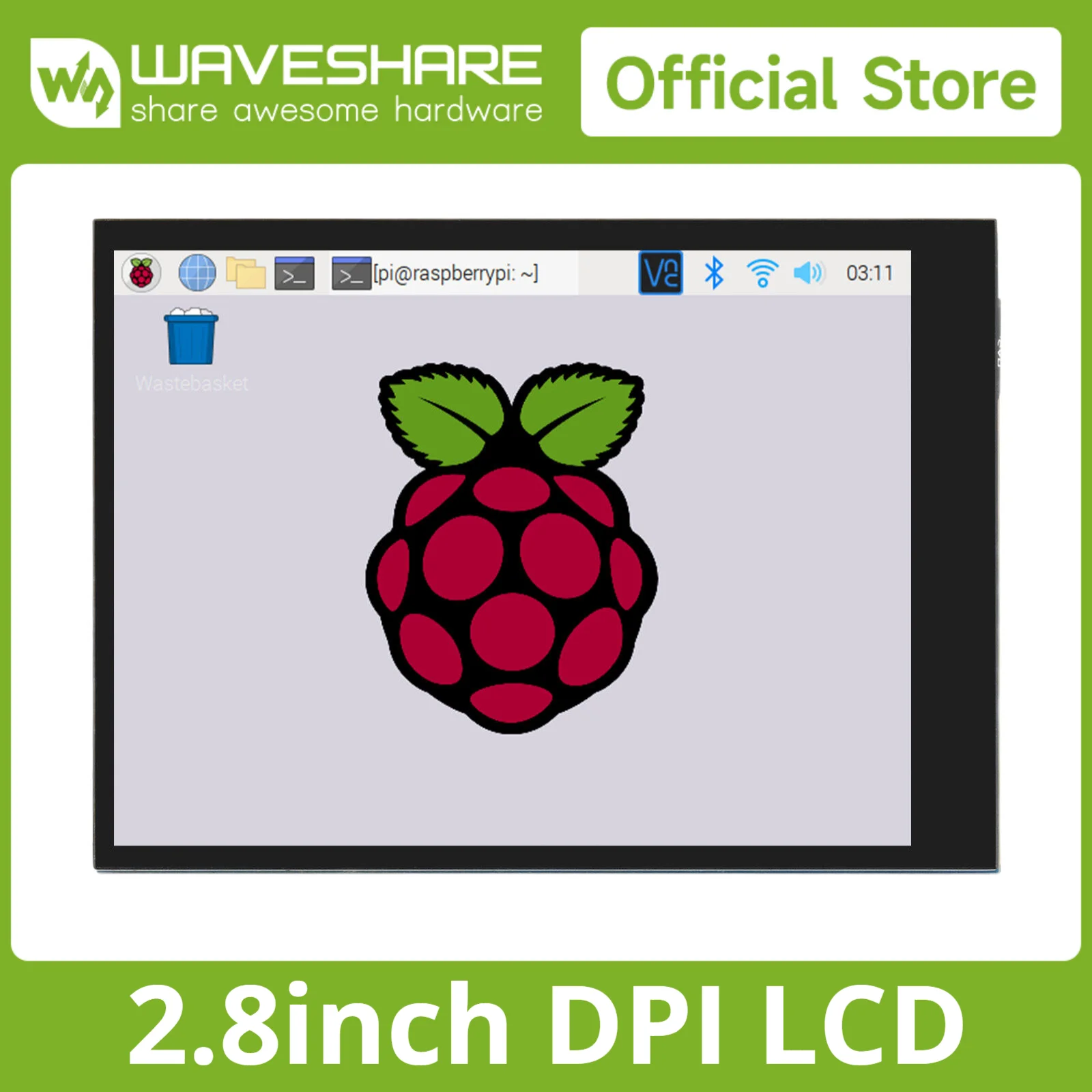 Waveshare 2.8inch Capacitive Touch Screen LCD for Raspberry Pi 5/4B/3B/Zero, 2.8inch DPI LCD, 480*640, DPI, IPS